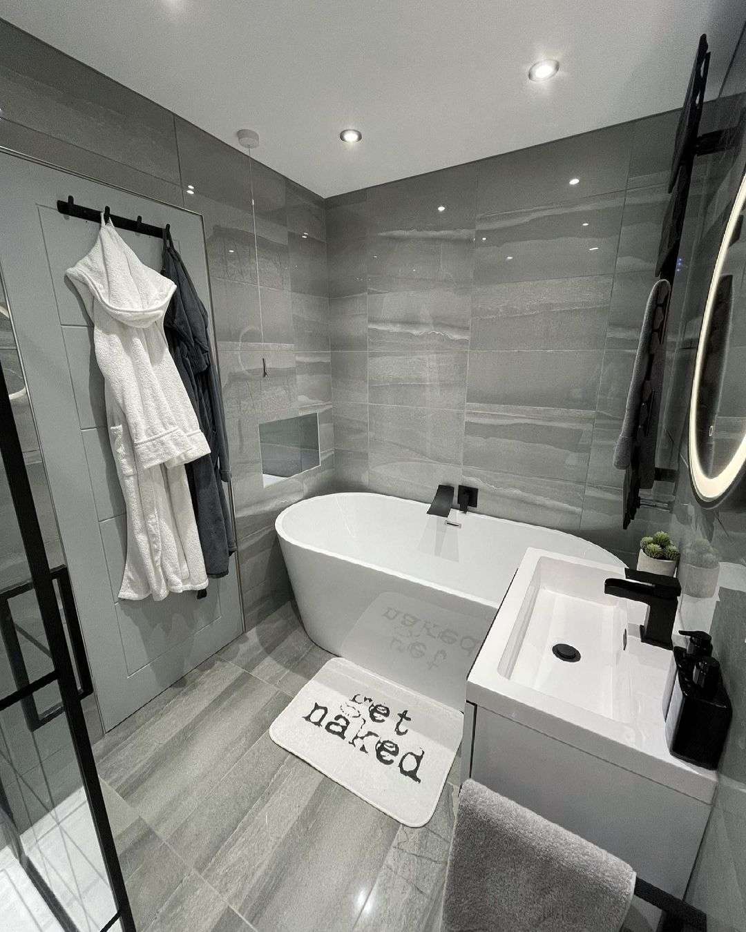 fully tiled bathroom